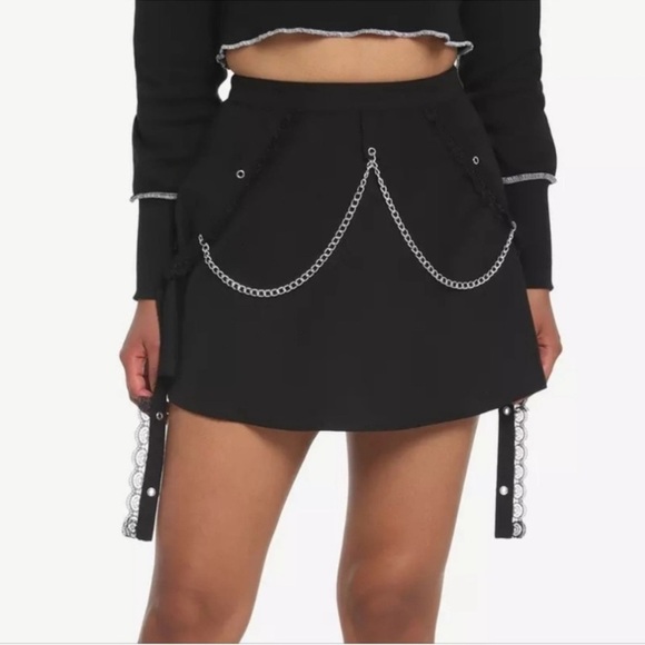 Royal Bones Tripp Daang Goodman Tripp Black Chain Skirt Lace Grommet Large - Picture 1 of 9